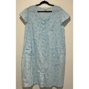 Pink K Kmart Pineapple Print House Coat Size Large Short Sleeve Snap Front